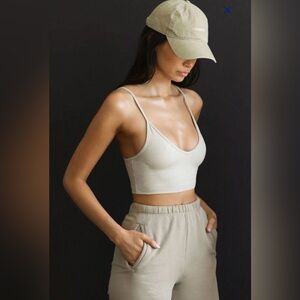 JOAH BROWN Dune Bone Strappy Cropped Flexrib Tank Top XS/S NEW